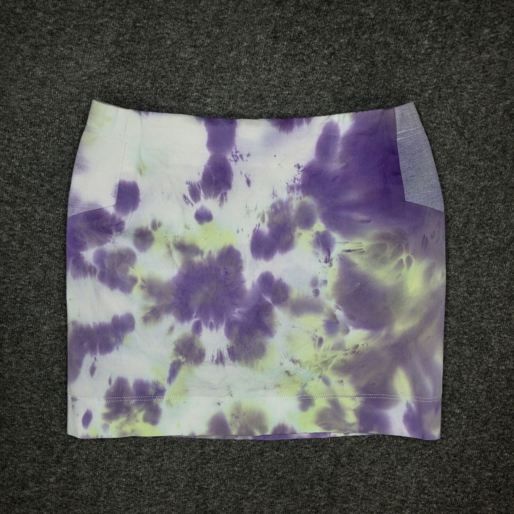 BCBG MAXAZRIA Purple Green Tie-Dye Bodycon Mini Skirt Stretch Women's XXS